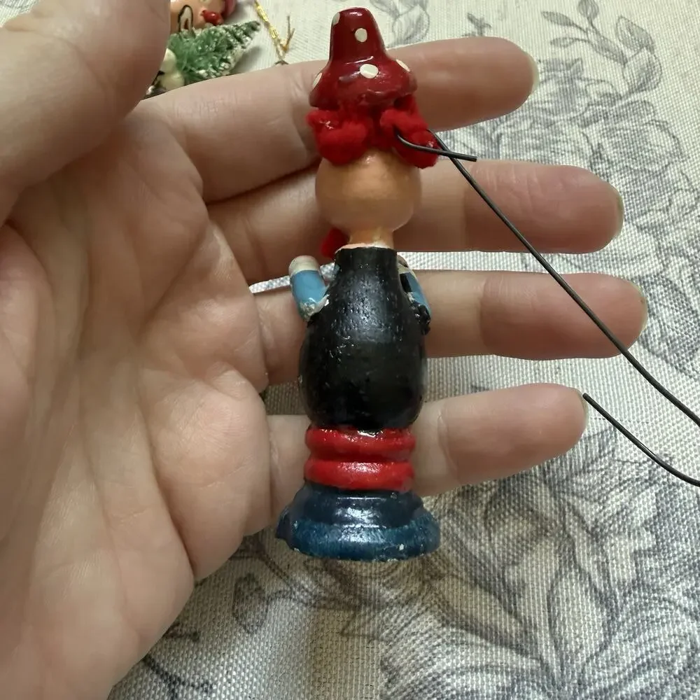Vintage Clown Christmas Ornaments Retro Kitschy 60s 70s Hand Painted Wooden